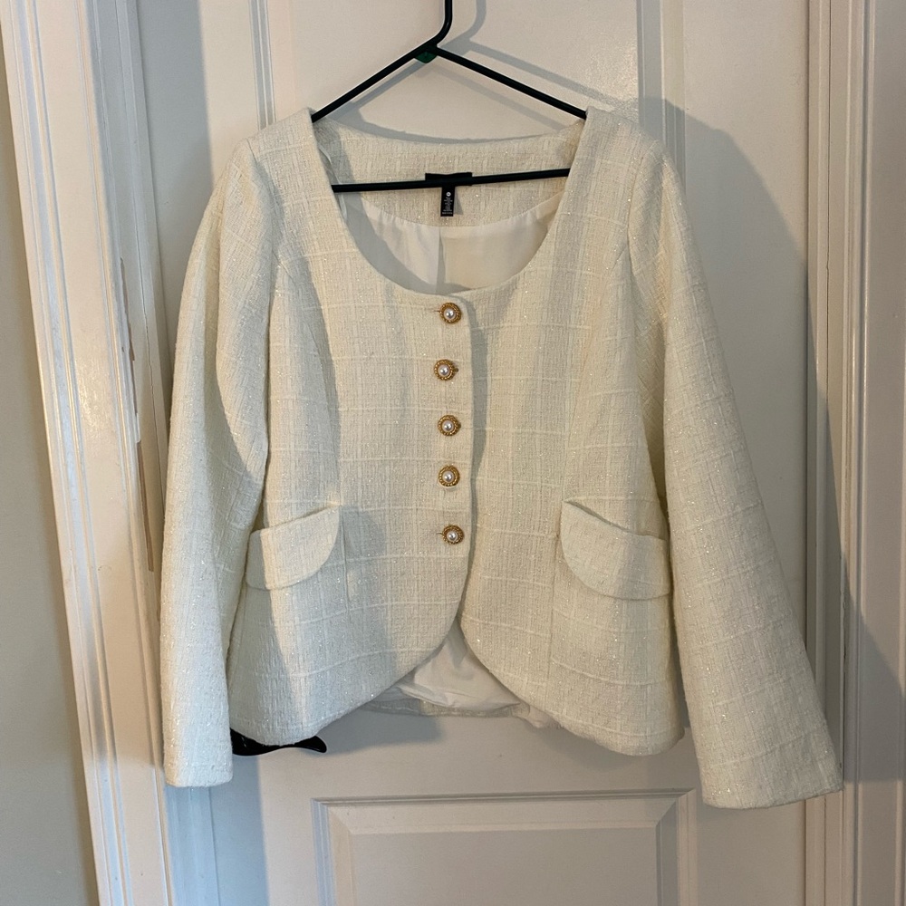 Aqua Cream Textured Sparkle Women's Blazer